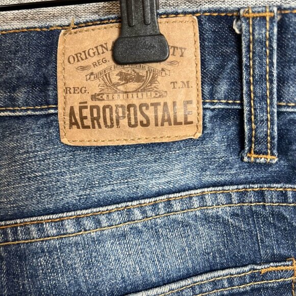 Aeropostale Jeans Men Size 29x3* Blue Driggs Slim Bootcut Distressed Cotton - Picture 6 of 14